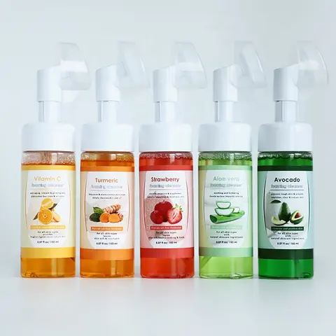 Organic Hyaluronic Acid Cleansing Mousse Pore Moisture Oil Control Foaming Cleanser with Brush