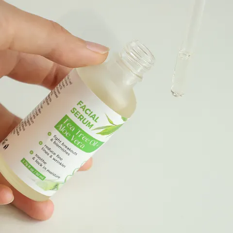 Organic Moisturizing Dark Spot Removal Anti Aging Serum Hydrating Brightening Tea Tree Oil Aloe Vera Facial serum