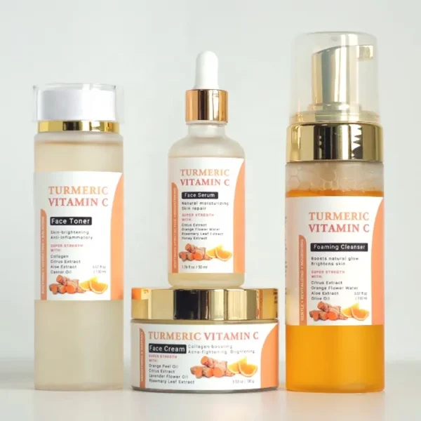 Hot Selling Rejuvenating Face care Moisturizing Whitening Anti Aging Vitamin C Turmeric Skin Care Set