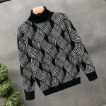 Autumn Winter T-Shirts Men Turtleneck Printing Plus Velvet Thicken Fashion Long Sleeve Loose Warm Pullovers Bottoming Shirt Tops - Image 4