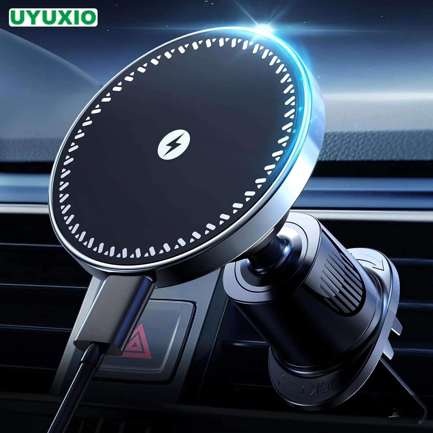 kf-S15fd882c7e67405b8c6449b9ec6b332f1 UYUXIO Strong Magnetic Wireless Car Phone Charger Adapter 15W Air Vent Car Phone Holder for iPhone 16 15 14 13 Pro Max Plus 12 - Image 1