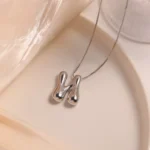 Creative A-Z Balloon Bubble Letter pendant Necklace for Women Silver Plated Chunky Initial Necklaces Jewelry Birthday Gift - Image 4