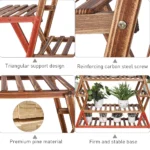 Extra Large Multi Tier Wood Flower Rack Plant Stand Bonsai Shelf Indoor Outdoor - Image 5