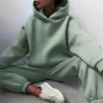 Women's Tracksuit Suit Autumn Fashion Warm Hoodie Sweatshirts Two Pieces Oversized Solid Casual Hoody Pullovers Long Pant Sets - Image 6