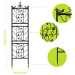 71 inch Garden Trellis Decorative Outdoor Tall Metal Fence Black Lattice Panel Yard Corner Décor for Climbing Plant Flower - Image 4
