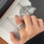 Exaggerated Spiral Retro Distressed Letter Design Unique Ring for Men and Women 2025 New Index Finger Ring Trendy and Personalized - Image 2