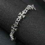 Gothic Cross Bracelet For Men Women Vintage Floral Pattern Hip Hop Rock European American Trends Party Birthday Holiday Gift - Image 2