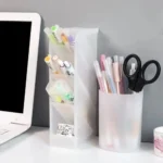 4Grid Macaron Color Oblique Insertion Desktop Organizer Pen Holder Pencil Makeup Brush Storage Box School Stationery - Image 3