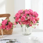Artificial Rose Flowers 5 Heads White Peony Festival Decor Home Room Vase Wedding Arch Clipping Wreaths Garden Yard Fake Plants - Image 5