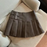 MEXZT S-3XL Y2K Pu Leather Mini Skirts Women Streetwear High Waist Pleated Skirt Vintage Korean Black Slim Casual A Line Skirts - Image 4