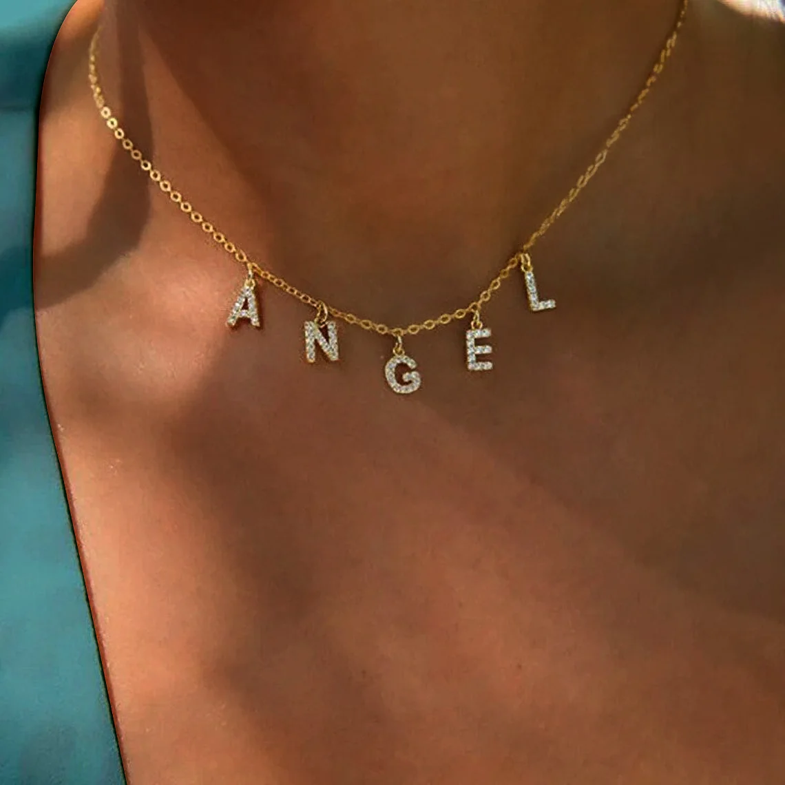 kf-Sc37045f78c0c4d9d8abc96c35fd9d42cF Personalized Initial Name Necklace Stainless Steel Women Alpahbet Letter Pendant ,Initial Collar Statement Charms Gift - Image 1