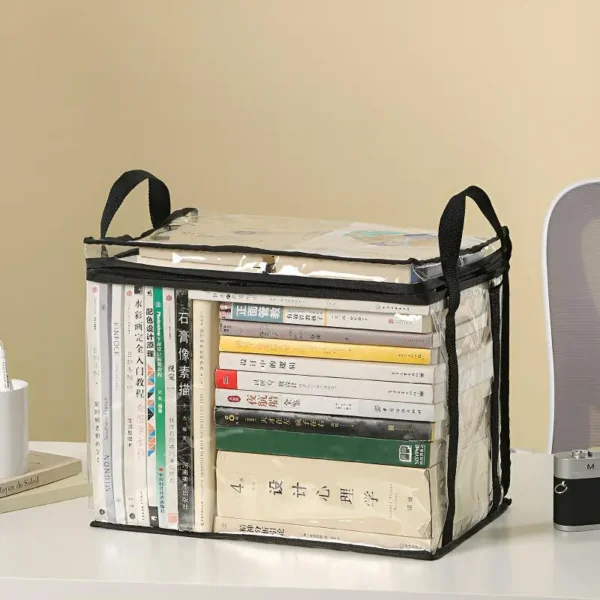 1 pcs Foldable book box student dormitory classroom book organizer transparent waterproof household book organizing storage box