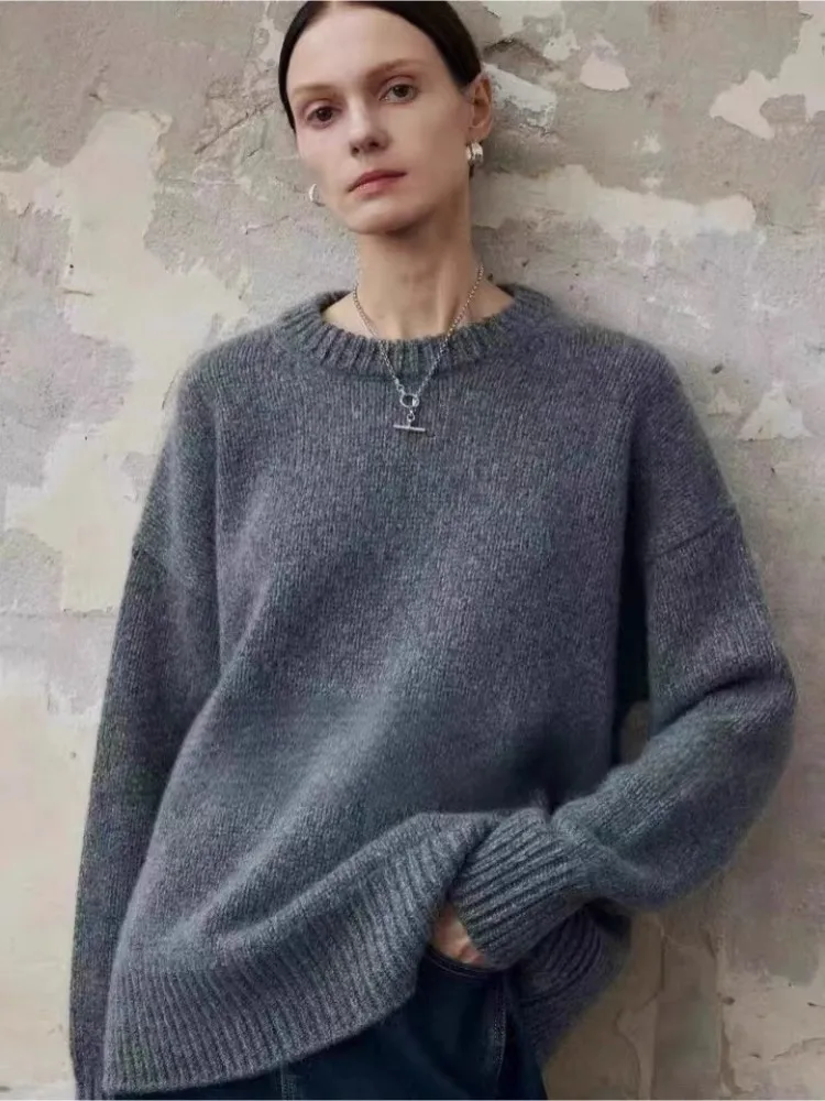 kf-Se6595b1faac441d1a5f3720c803263f9x European goods high-end 100 pure cashmere sweater female autumn and winter new loose thick soft waxy senior feeling - Image 1