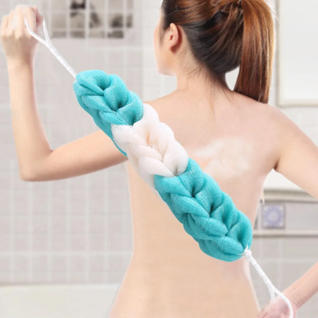 kf-Sfbe9807c8a48421e87375c41e422e272i 1pc Colour Block Bath Balls Mesh Foaming Sponge Bath Strips Adult Back Body Rubbing Towels Mud Rubbing Bath Towels Supplies - Image 1